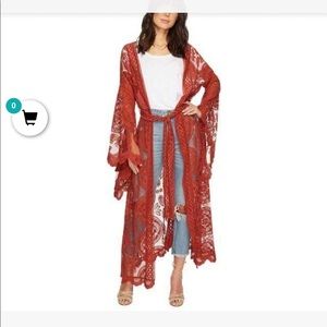 Boho lace burgundy kimono duster